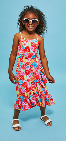 Havana Floral Print Ruffle Dress Sunglass Outfit