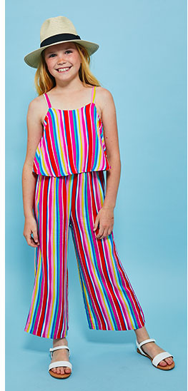 Havana Stripe Jumpsuit Hat Outfit
