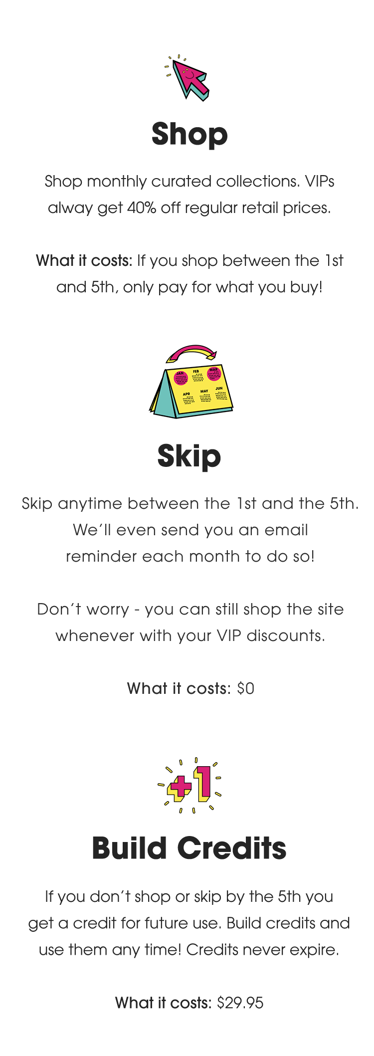 Shop, Skip, and Build Credits