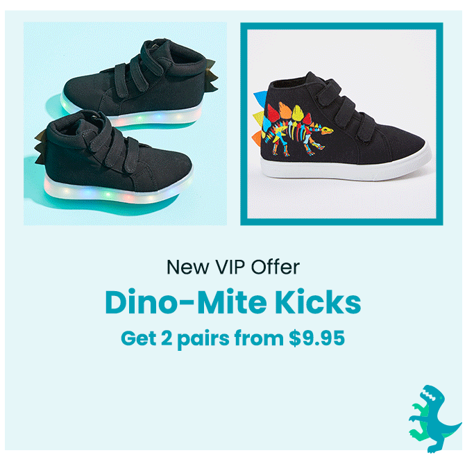 Dino-Mite Kicks: Get 2 pairs from $9.95