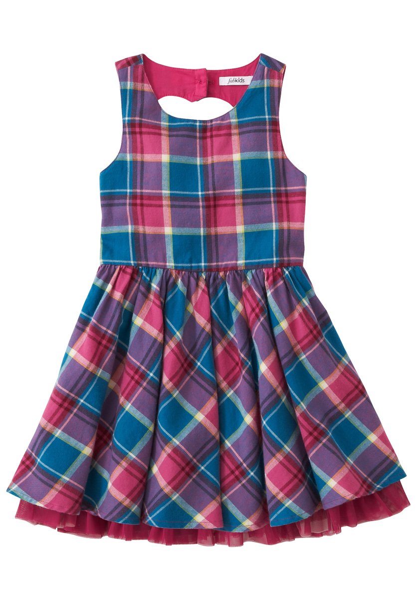 Plaid Heart Back Dress - FabKids