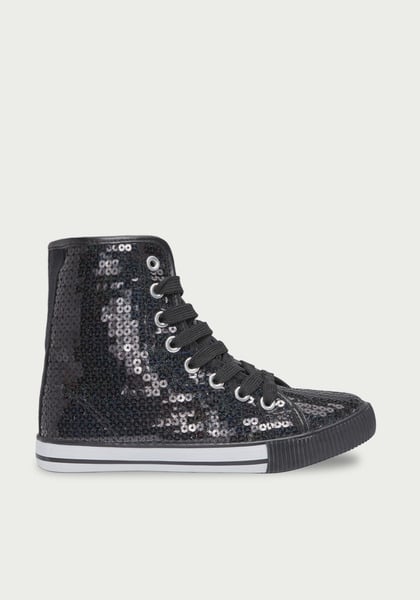 sequin high top sneakers