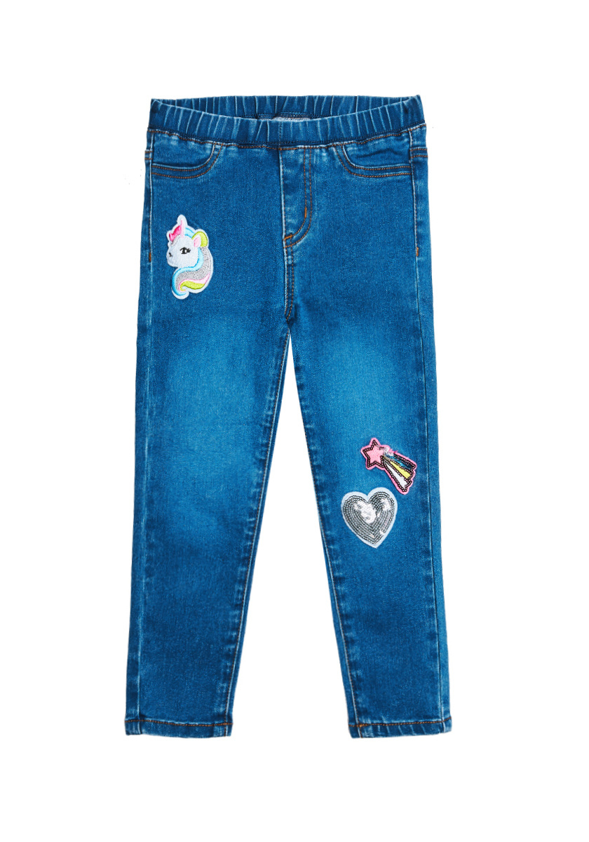 sequin patch jeans