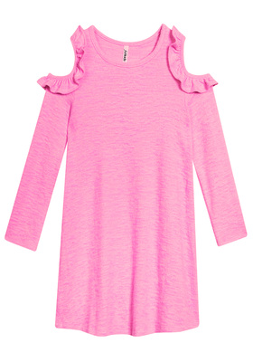 FabKids Dresses Cold Shoulder Long Sleeve Dress Girls Pink Size XXL
