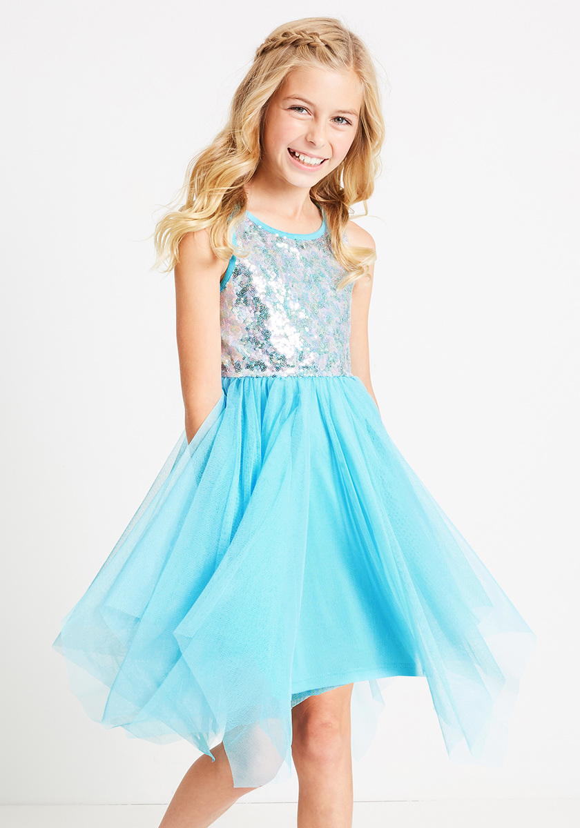 Sequin Front Tulle Dress - FabKids