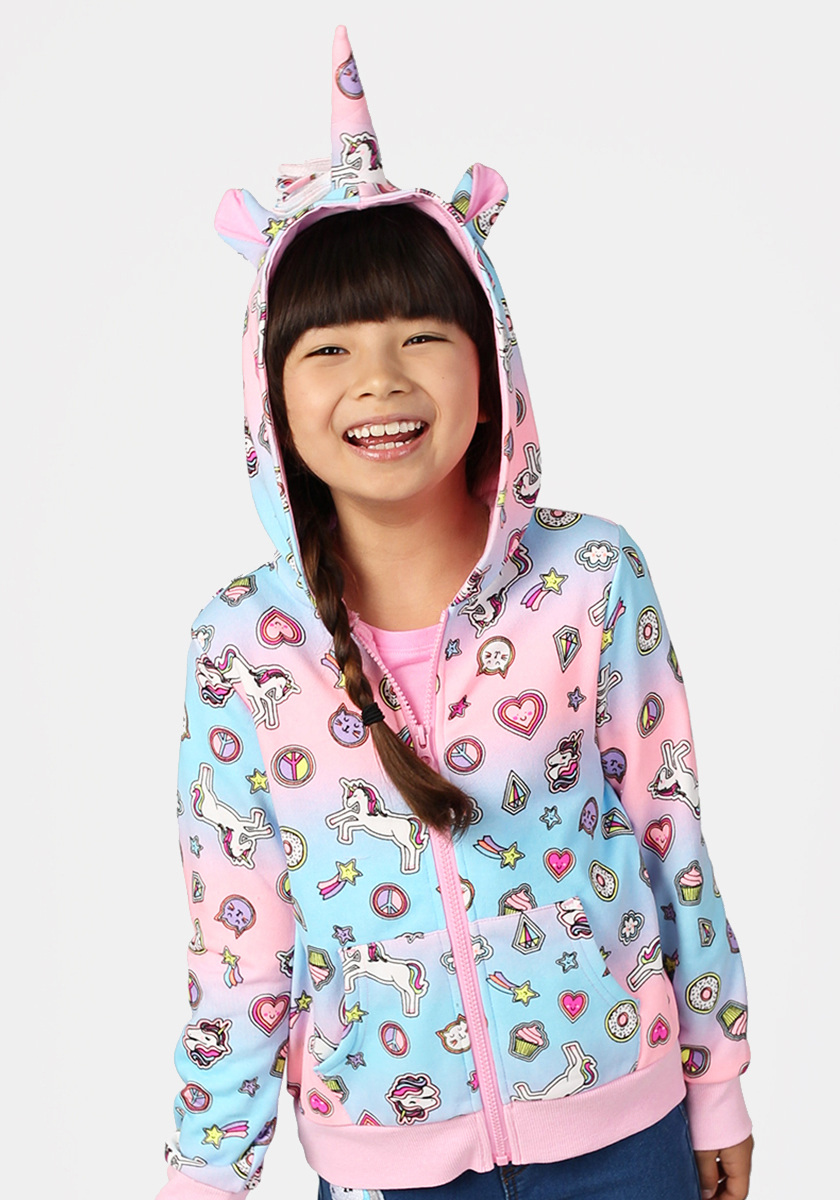 unicorn zip up hoodie