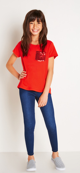 Red Sequin Pocket Tee Outfit - FabKids