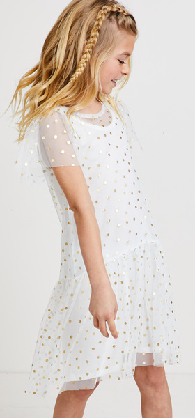 polka dot overlay dress