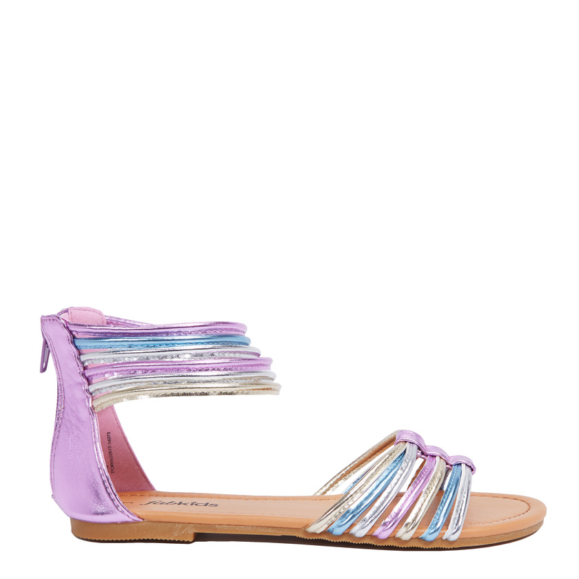 multi colored strappy flat sandals