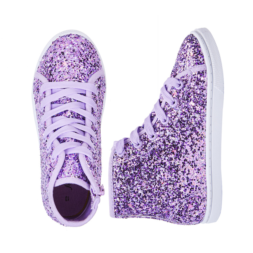purple glitter high tops
