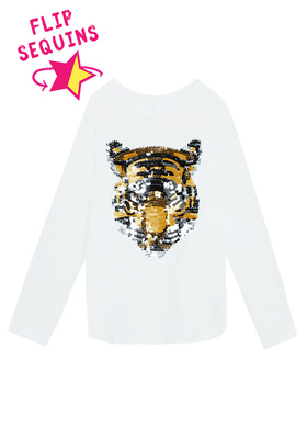 FabKids Tops & Tees Tiger Long Sleeve Tee Girls Black Logo Size XXL