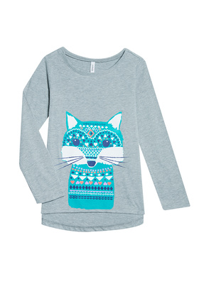FabKids Tops & Tees Geo Fox Long Sleeve Tee Girls Grey Size XXL
