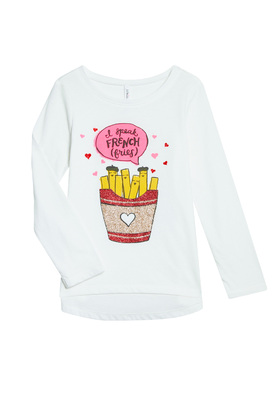 FabKids Tops & Tees French Fries Long Sleeve Tee Girls White Size XXL