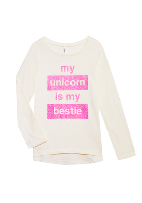 FabKids Tops & Tees Unicorn Bff Long Sleeve Tee Girls White/Multi Size XXL