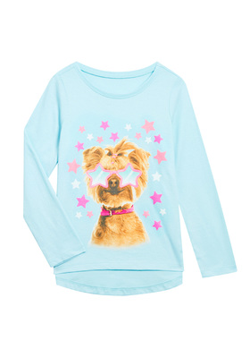 FabKids Tops & Tees Star Puppy Long Sleeve Tee Girls Blue Size XXL