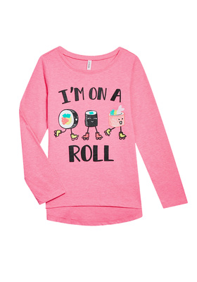 FabKids Tops & Tees I'M On A Roll Long Sleeve Tee Girls Pink Size XXL