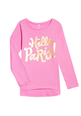 FabKids Tops & Tees Hello Paris Long Sleeve Tee Girls Light Pink Size XXL