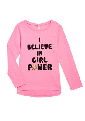 FabKids Tops & Tees Girl Power Long Sleeve Tee Girls Hot Pink Size XXL