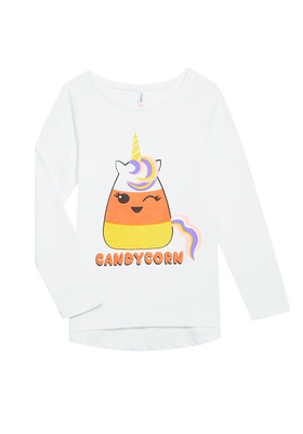 FabKids Tops & Tees Candycorn Long Sleeve Tee Girls Orange Multi Size XXL